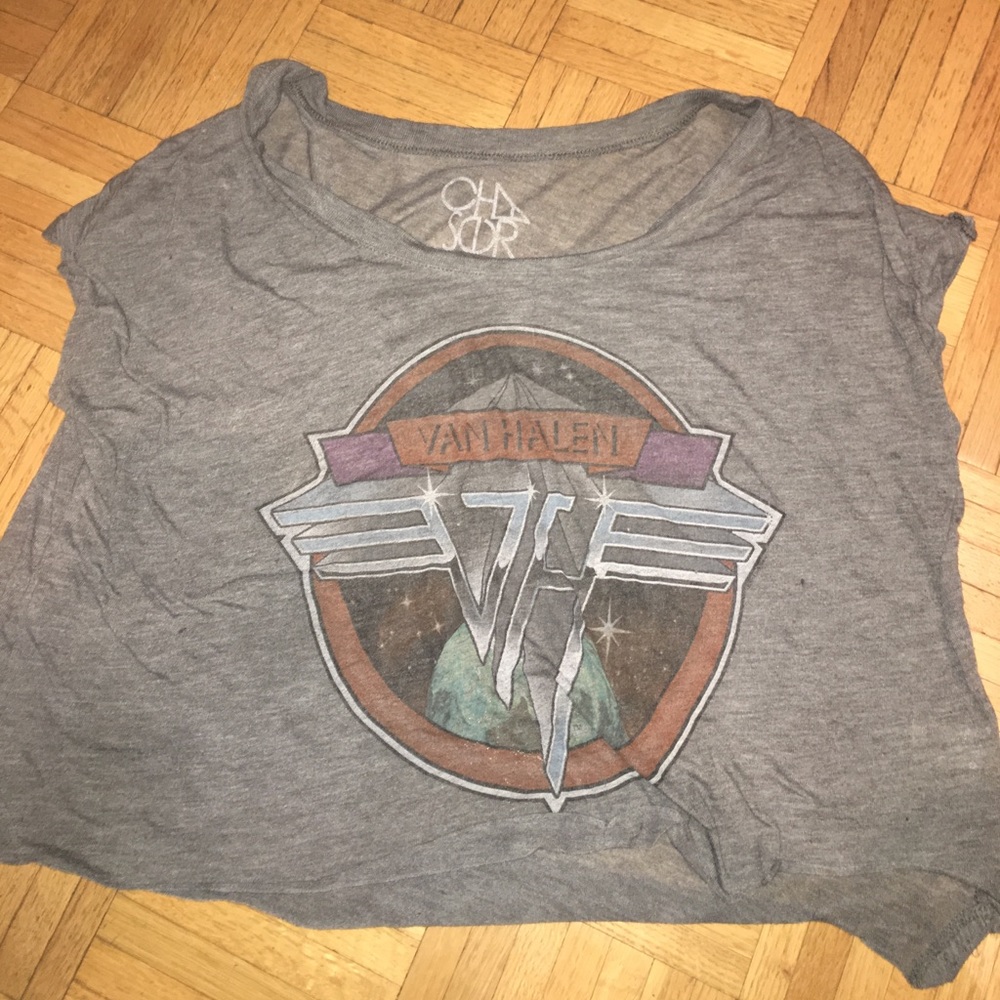 Chaser Van Halen Cropped Top with cap sleeves Size Medium